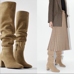 ZARA  SPLIT LEATHER MID-HEIGHT SUEDE BOOT